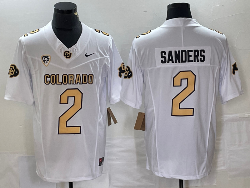 Men's Colorado Buffaloes Shedeur Sanders #2 White Jersey